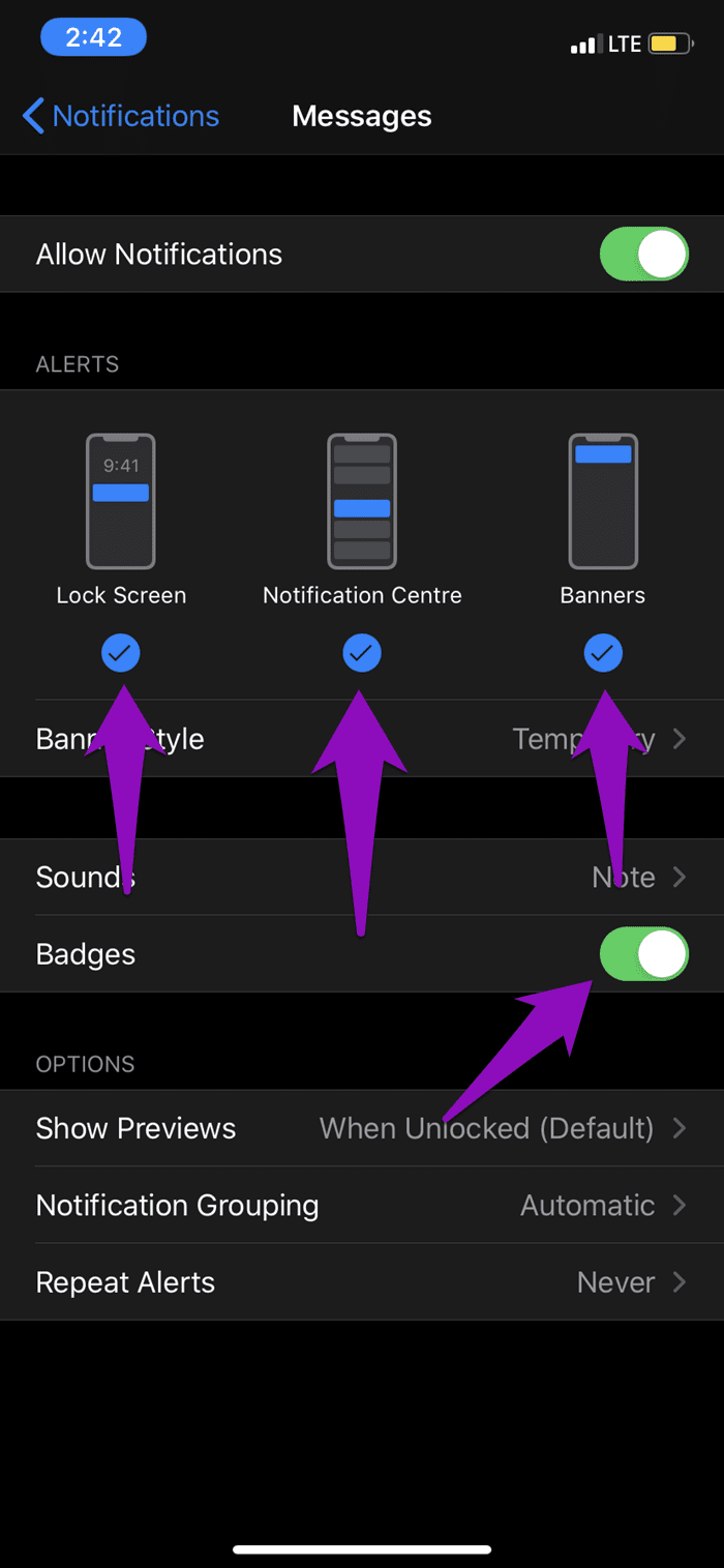Arreglar las notificaciones de mensajes que no funcionan en el iPhone 04