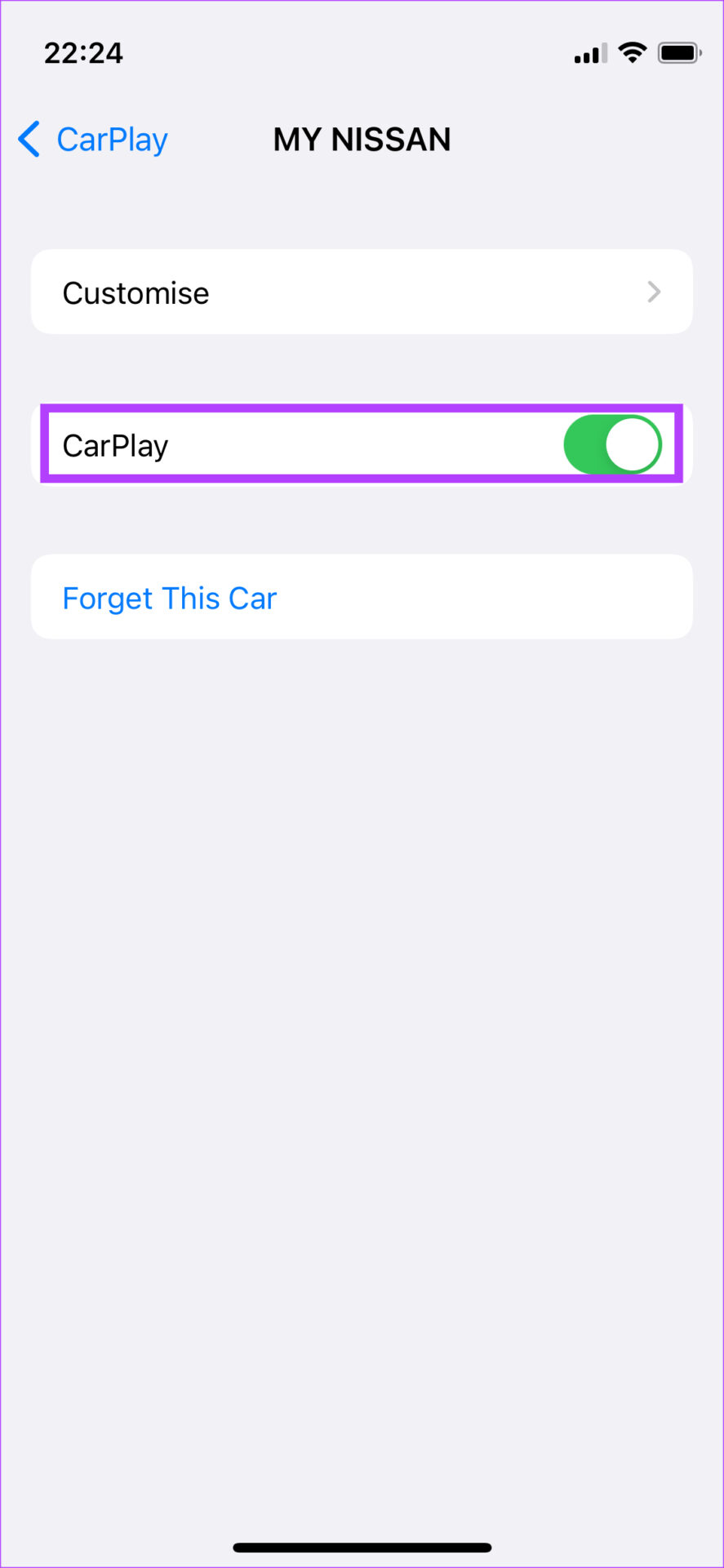 Activar la palanca de CarPlay