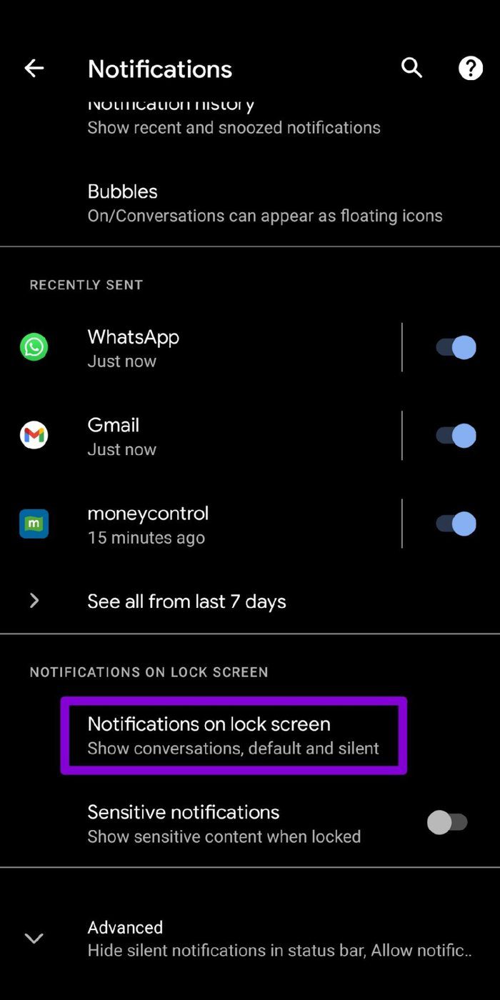 Configuración de notificaciones de la pantalla de bloqueo