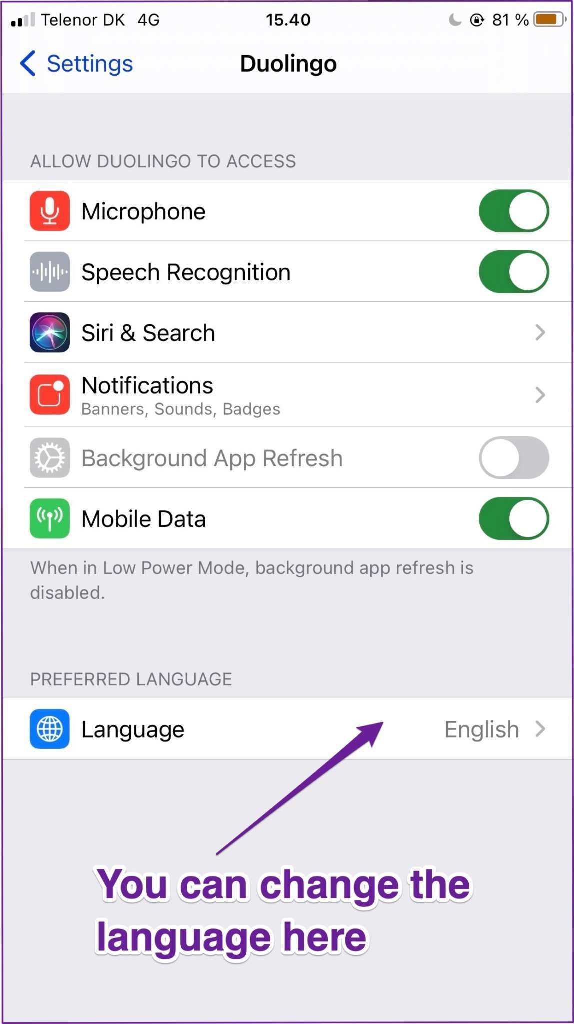 Aplicación de cambio de idioma individual para iPhone