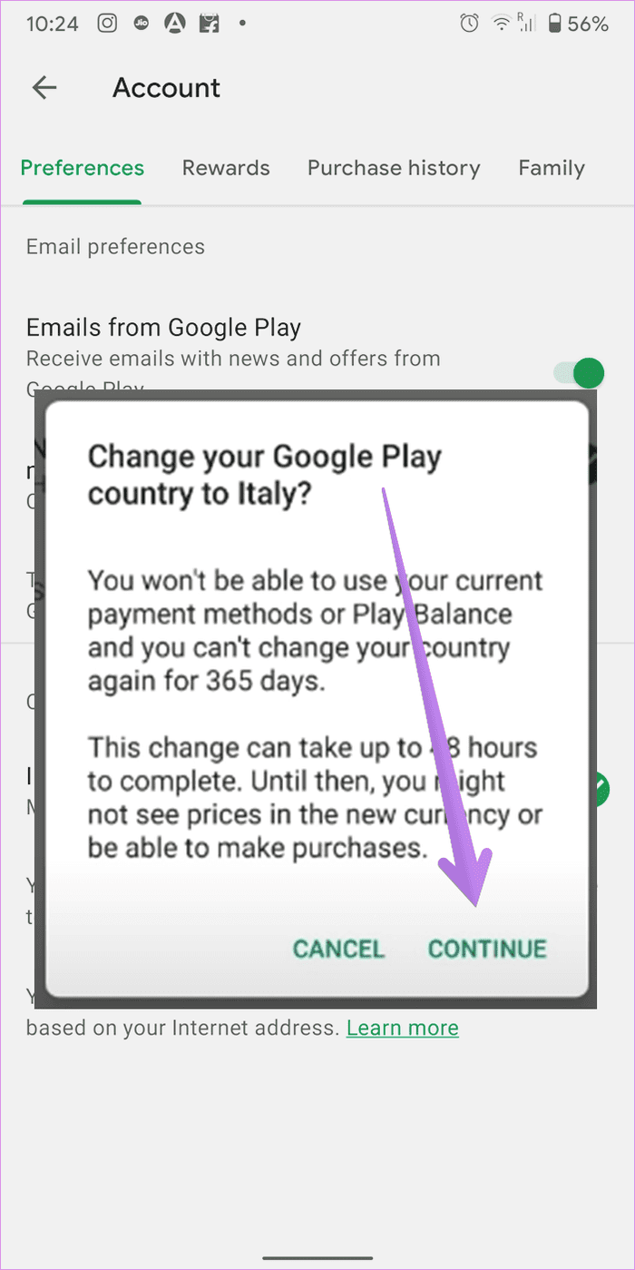 Play Store no puede cambiar de país 5