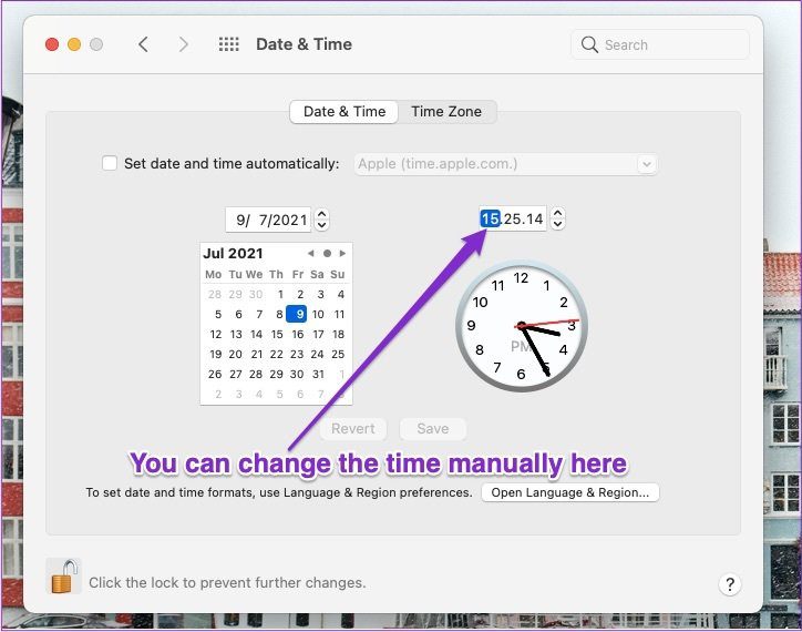 Mac cambia la hora manualmente