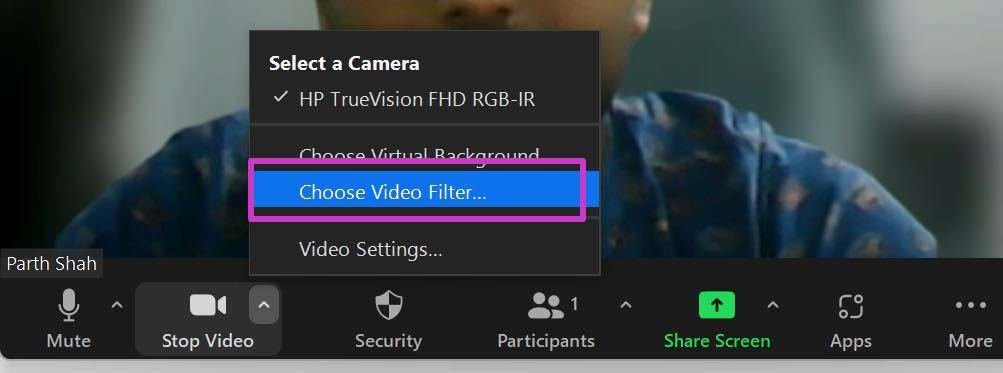 Elige filtro de vídeo