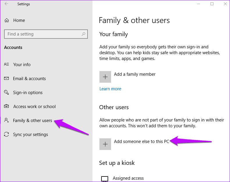 Configuración de Windows Familia y otros usuarios