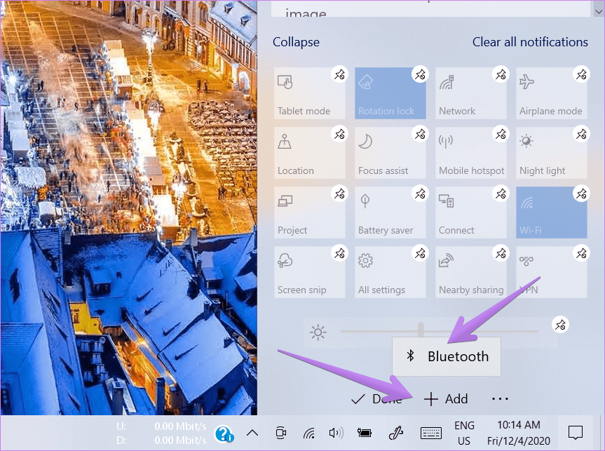 Falta Bluetooth de Windows 10 en Action Center 3