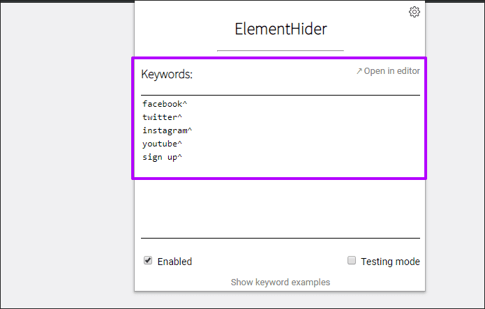 Elementos de bloque de extensiones de Chrome 4