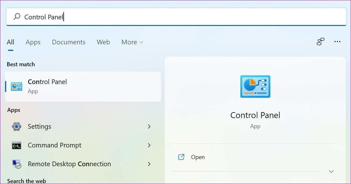Abra el Panel de control en Windows 10
