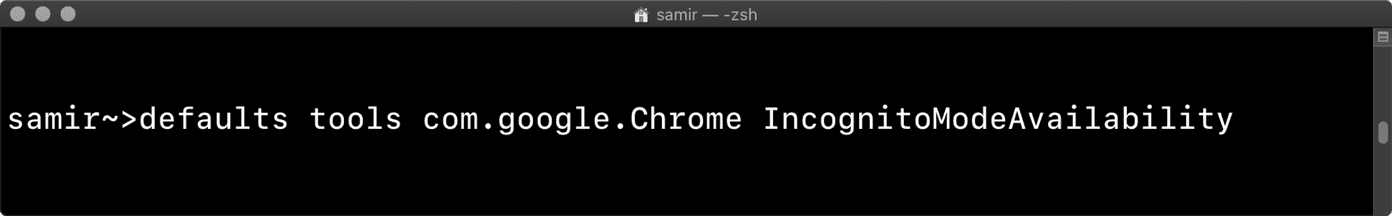 Eliminar comandos del terminal administrado por la organización Chrome Mac 5