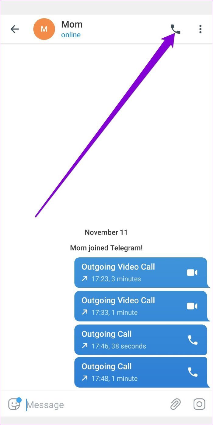 Hacer una llamada de voz en Telegram