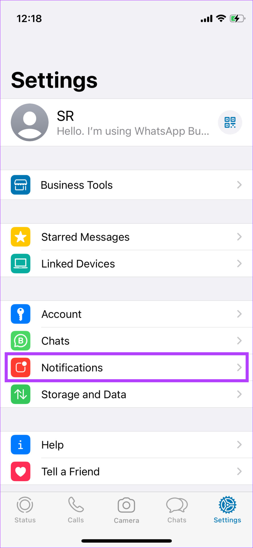 Configuración de notificaciones de WhatsApp