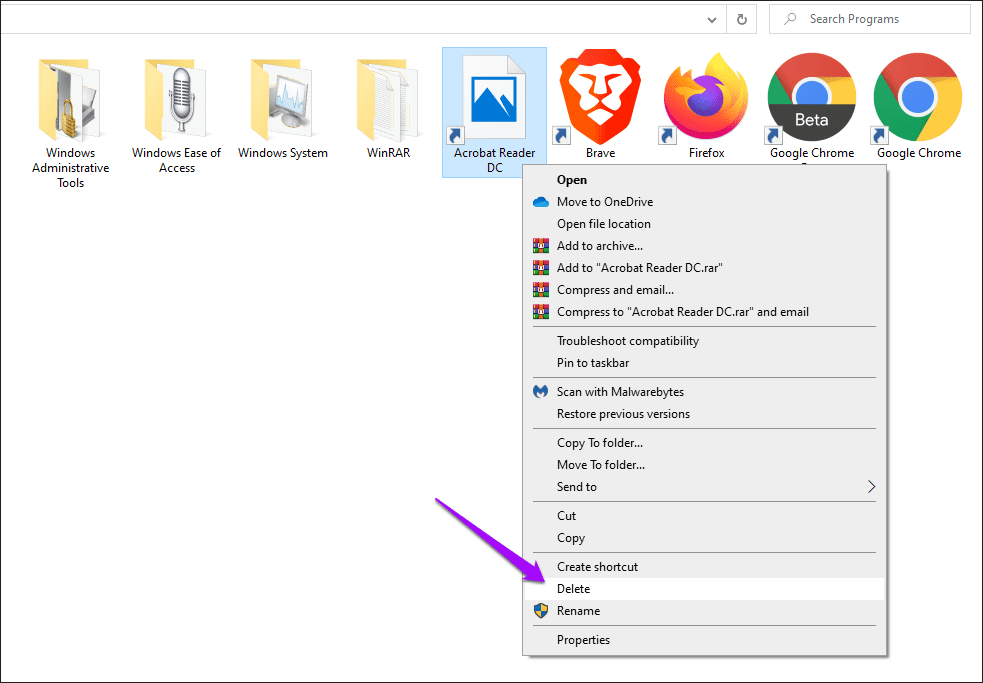 Falta la corrección del icono de Adobe Acrobat Reader Pro DC 3