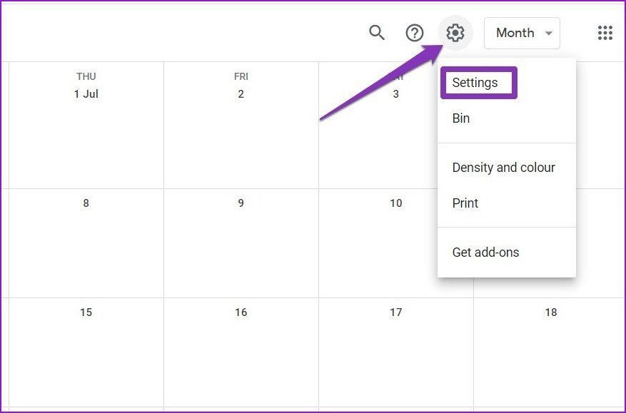 Abrir configuración en Google Calendar