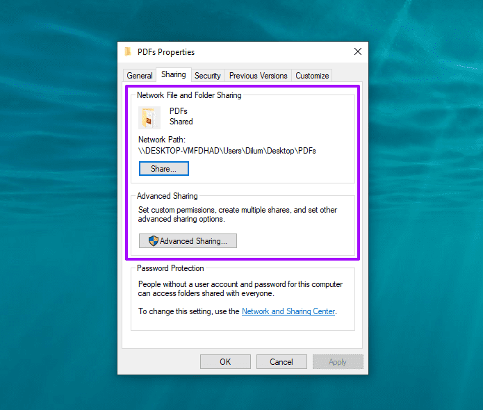 Configurar el uso compartido de carpetas locales entre Windows y Mac 5
