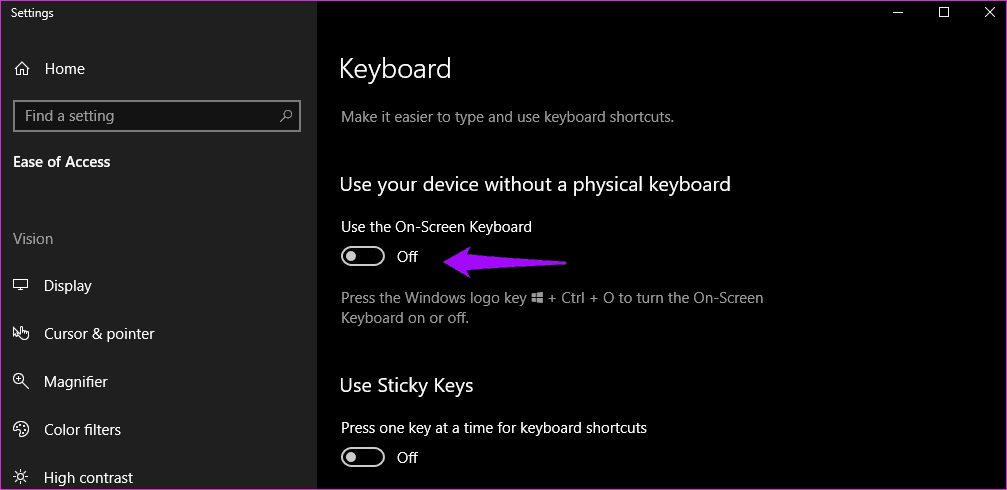 Deshabilitar el teclado virtual en Windows 10 4