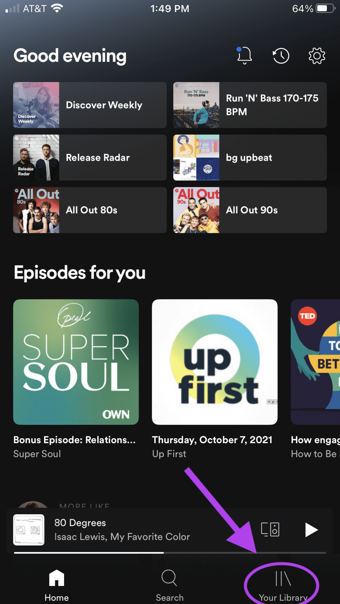Botón de la biblioteca de Spotify