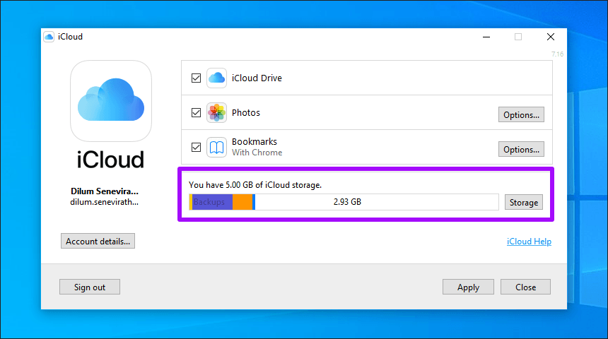 iCloud Drive no sincroniza Windows 10 6