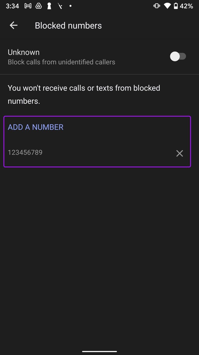 Agregar llamadas desconocidas a la lista de bloqueo de llamadas en Android