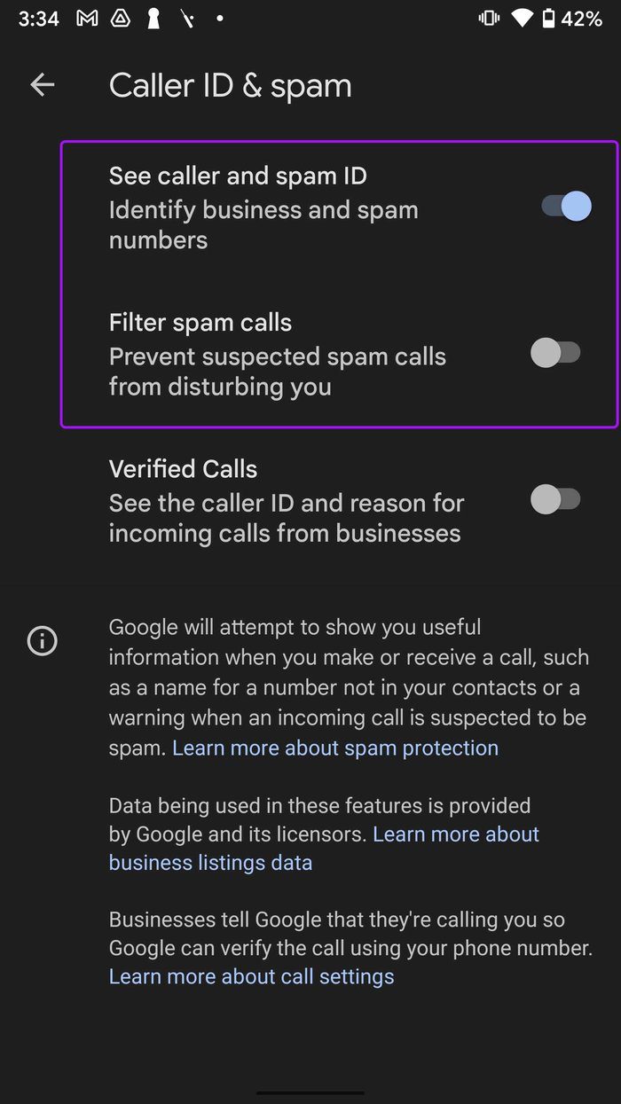 Filtrar llamadas no deseadas en Pixel Block Calls en Android
