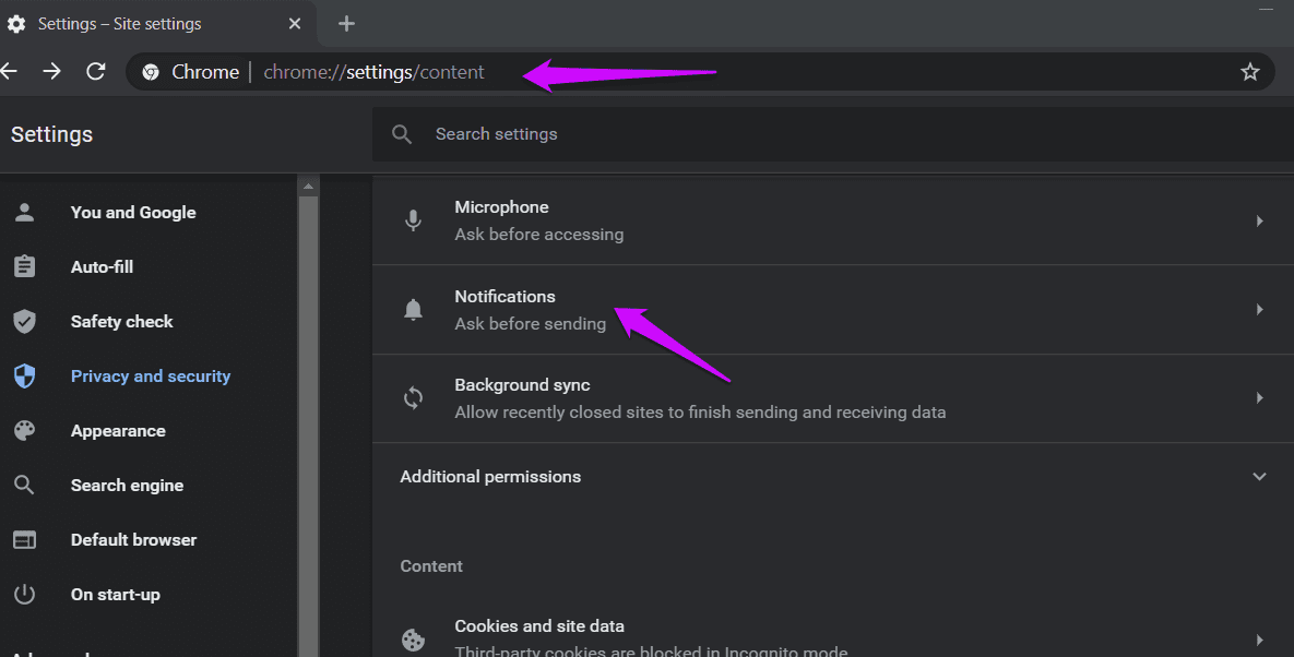 Reparar Facebook Las notificaciones no se cargan en Chrome 6