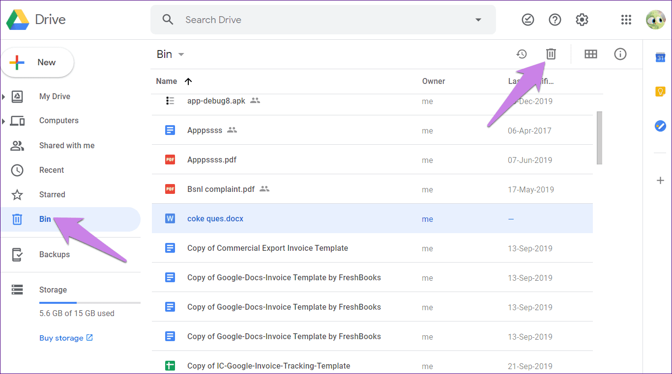 Google Drive Doc Sheets no eliminará archivos de forma permanente 1