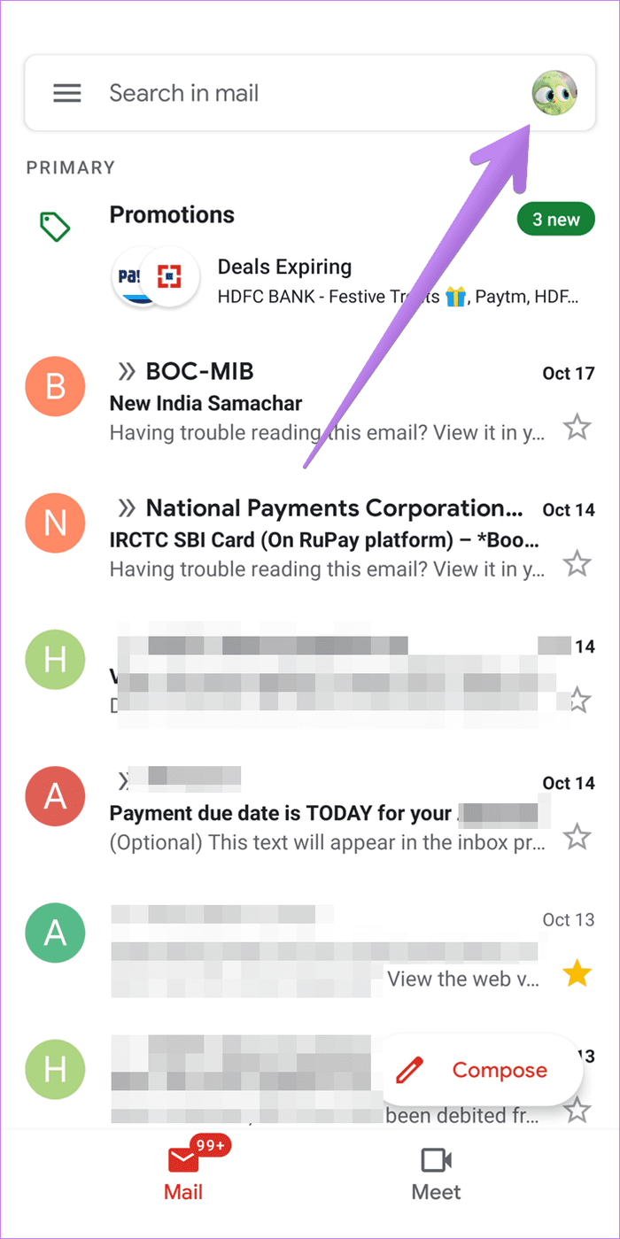 Gmail no muestra correos electrónicos Android 12