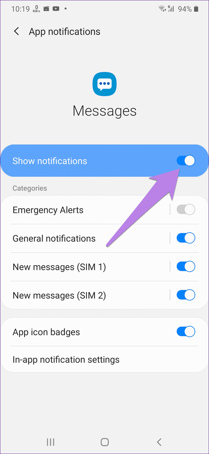 El sonido de los mensajes no funciona en Samsung Android 11