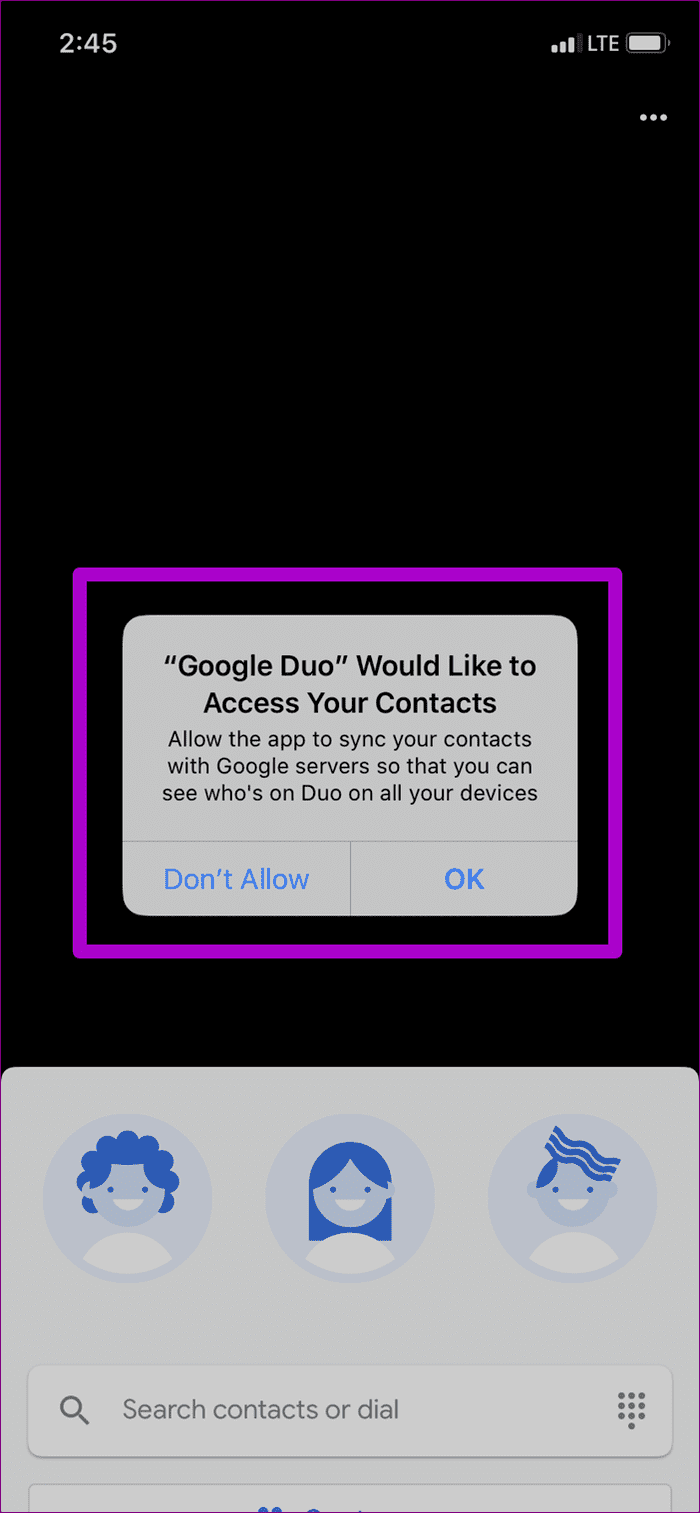 Arreglar el dúo de Google que no muestra los contactos de Android de iPhone