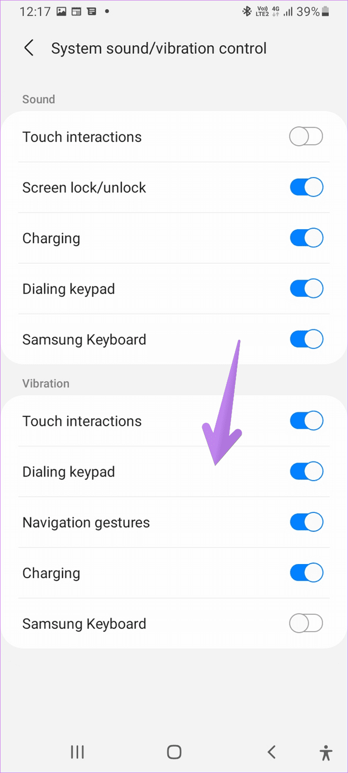 La vibración no funciona en el teléfono Samsung 13