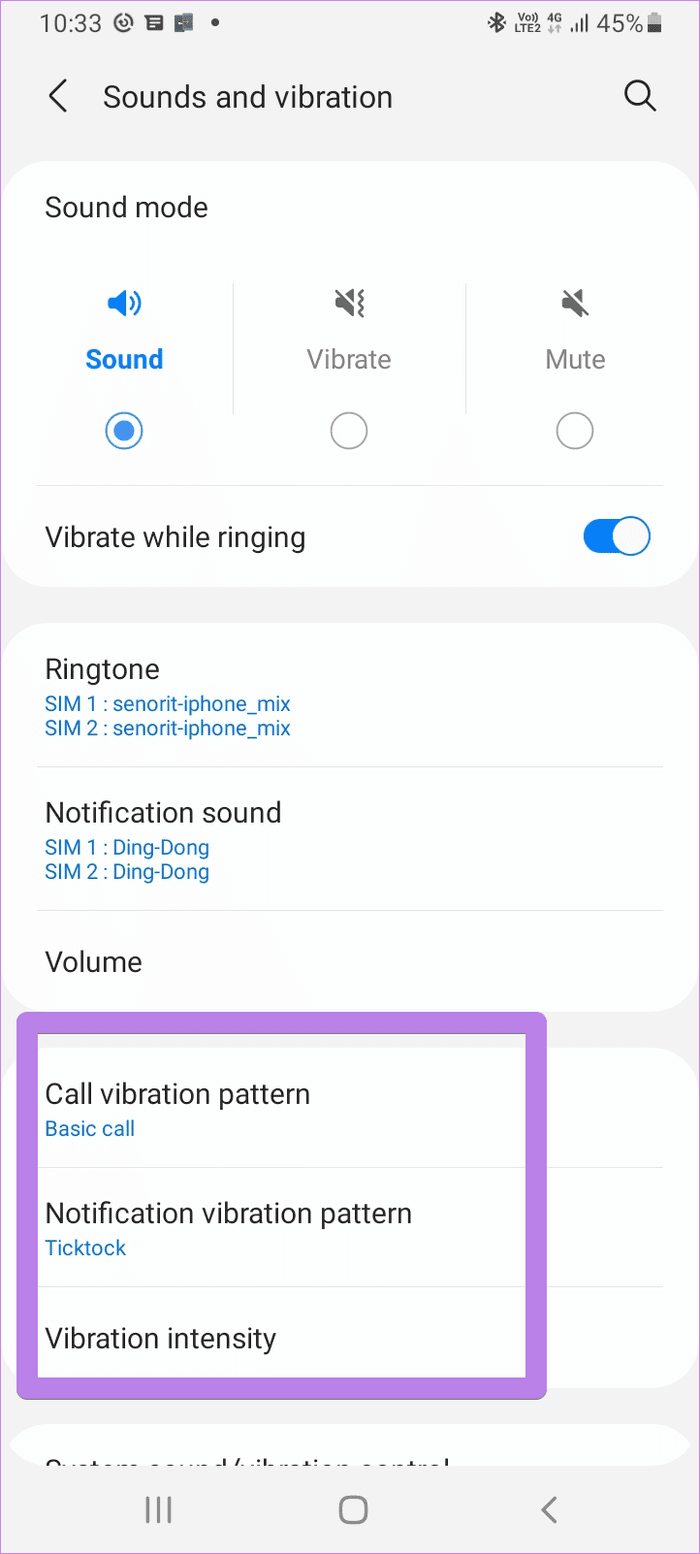 La vibración no funciona en el teléfono Samsung 6
