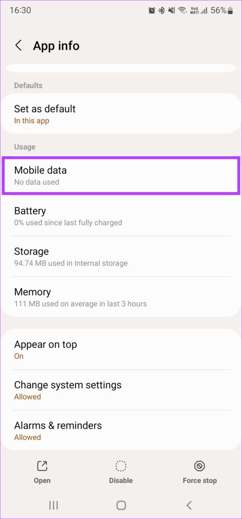 Uso de datos móviles para Google