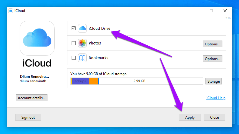 I Cloud Drive Cambiar ubicación de carpeta Windows 8