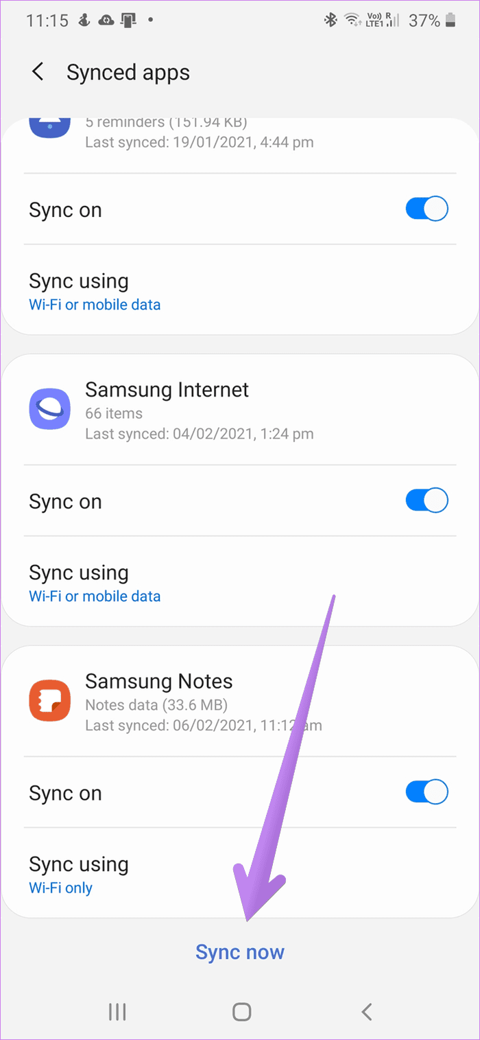 La aplicación Samsung Notes no se sincroniza 5
