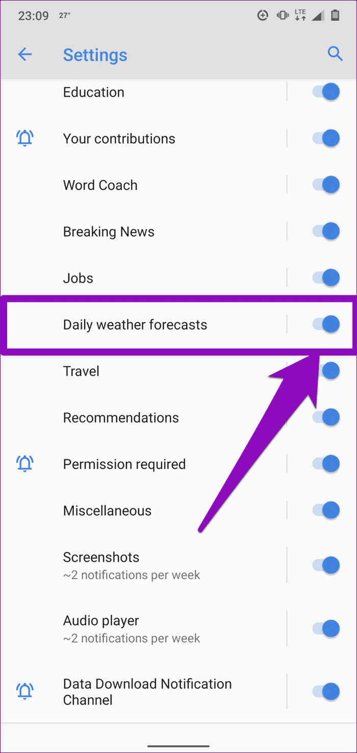 Deshabilitar las alertas meteorológicas de Android 06