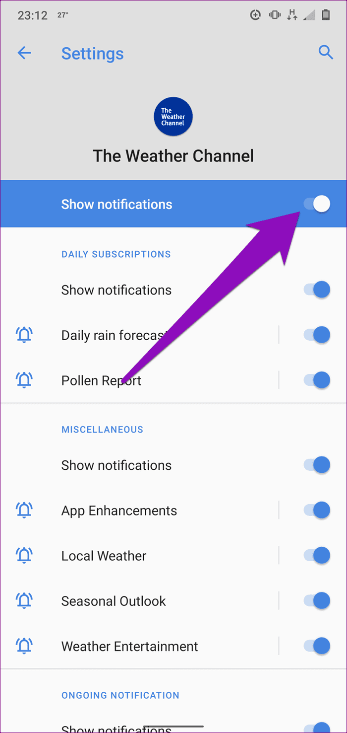 Deshabilitar las alertas meteorológicas de Android 20