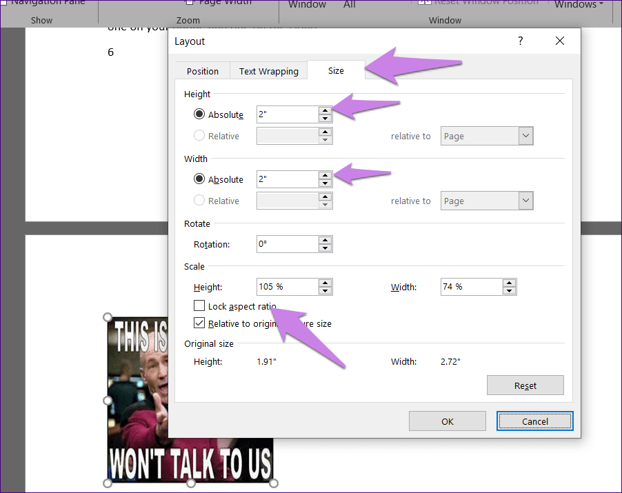 Cambiar el tamaño de todas las imágenes en Microsoft Word 10