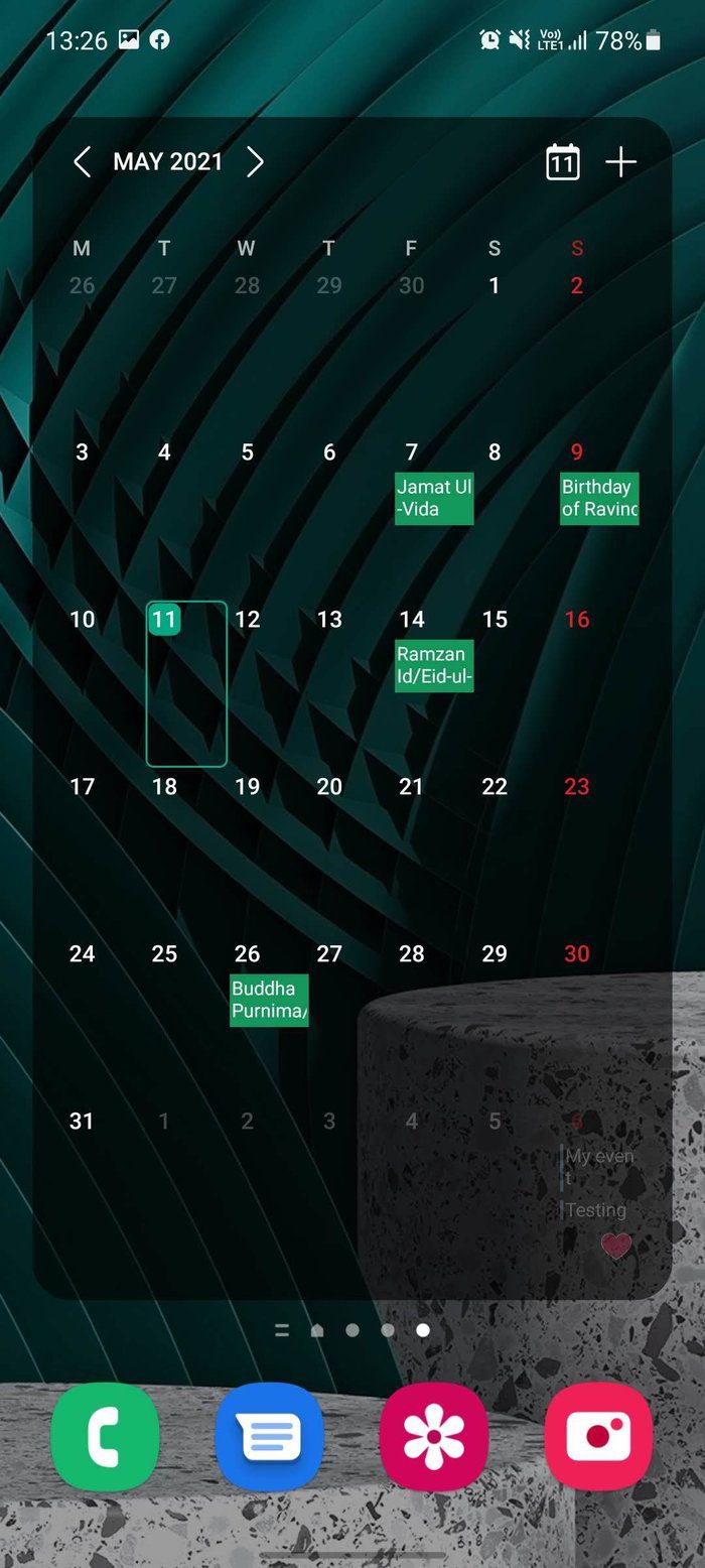 Widget de calendario de Samsung
