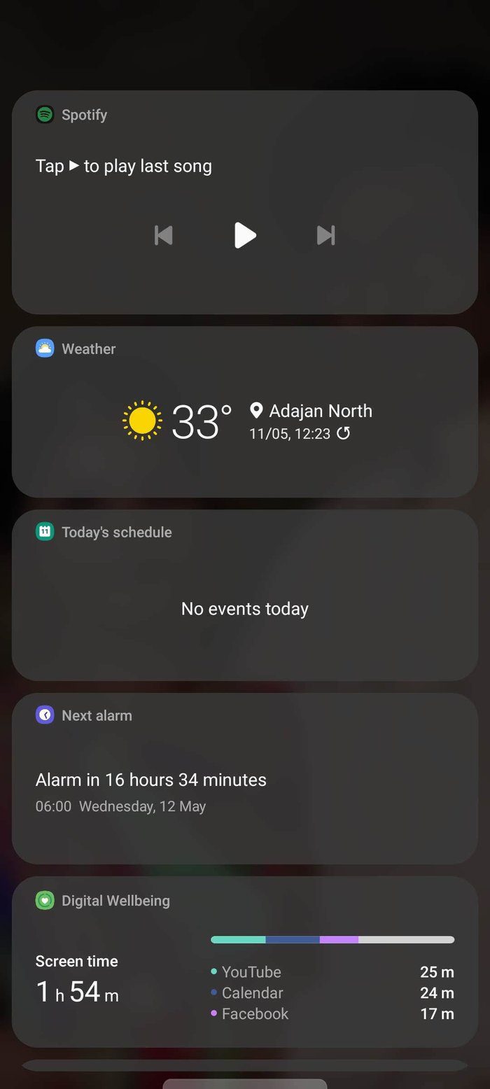 Widget de pantalla de bloqueo de calendario de Samsung