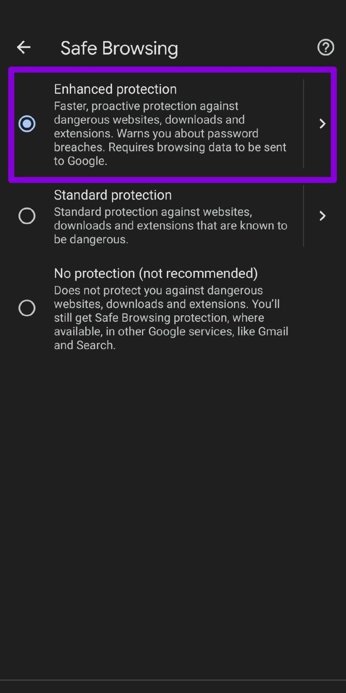 Protección mejorada para Google Chrome en Android