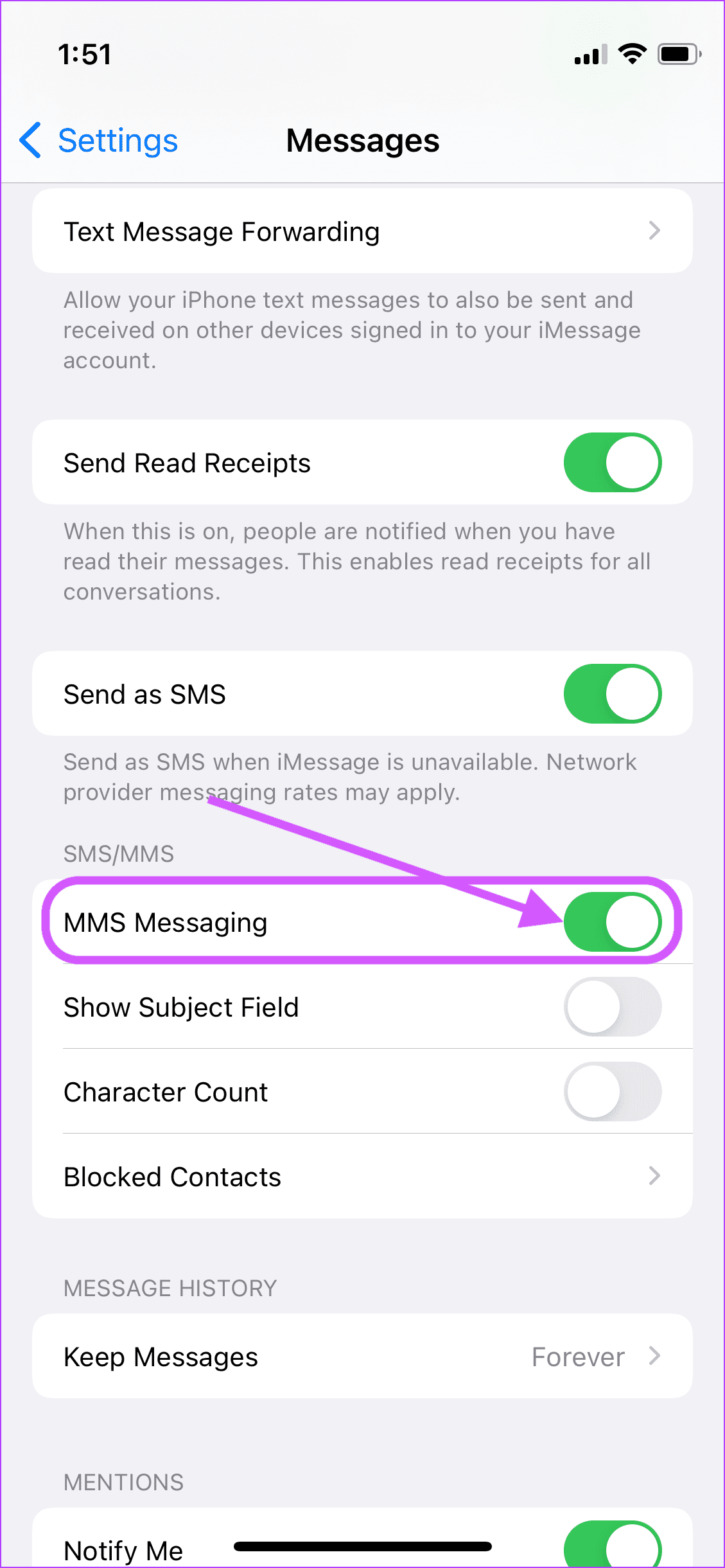 Activar mensajes MMS