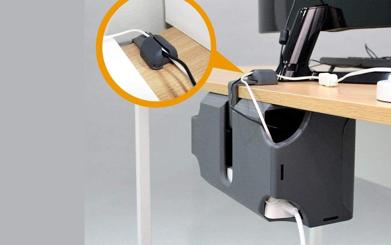 Bandeja de gestión de cables de escritorio, soporte para colgar debajo de  la Mesa, tira de