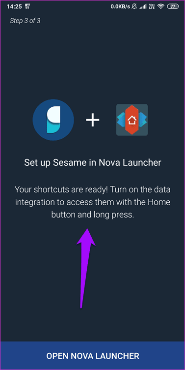 Utilice Nova Launcher con accesos directos de Sesame 3