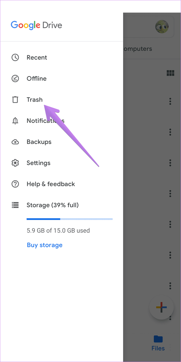 Vaciar la papelera de reciclaje de Google Drive 7