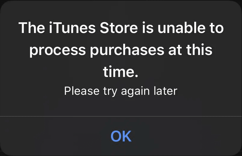 iTunes Store no puede procesar el error de compras