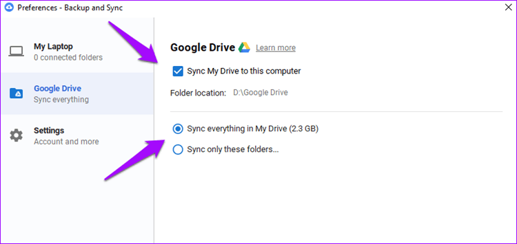 Google Drive no se sincroniza en Windows 10 7