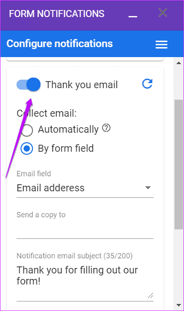 Cómo enviar un correo electrónico basado en la respuesta en Google Forms 6