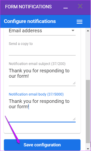 Cómo enviar un correo electrónico basado en la respuesta en Google Forms 7