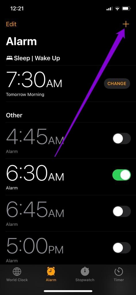 Agregar una nueva alarma en iPhone