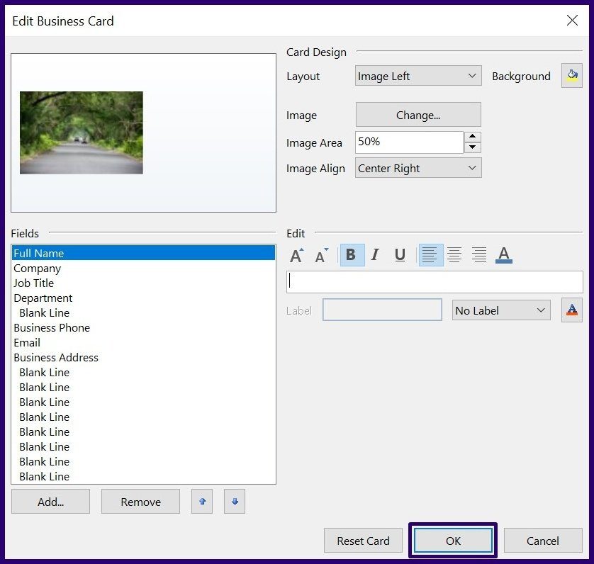 Cómo crear y usar tarjetas de presentación en Outlook Paso 12
