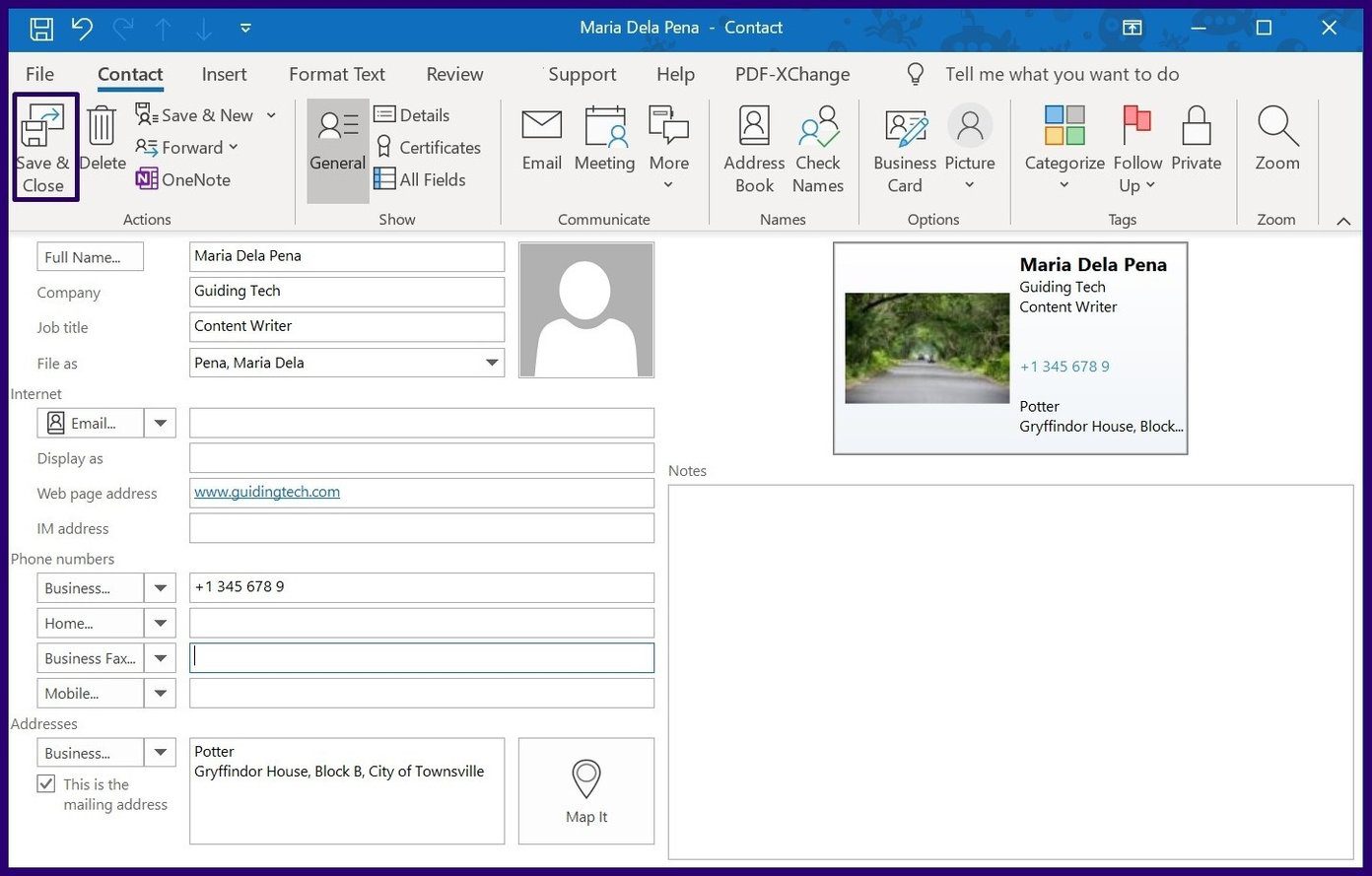 Cómo crear y usar tarjetas de presentación en Outlook Paso 14