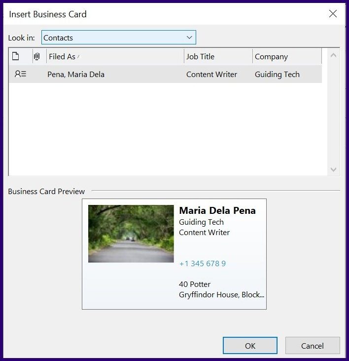 Cómo crear y usar tarjetas de presentación en Outlook Paso 18